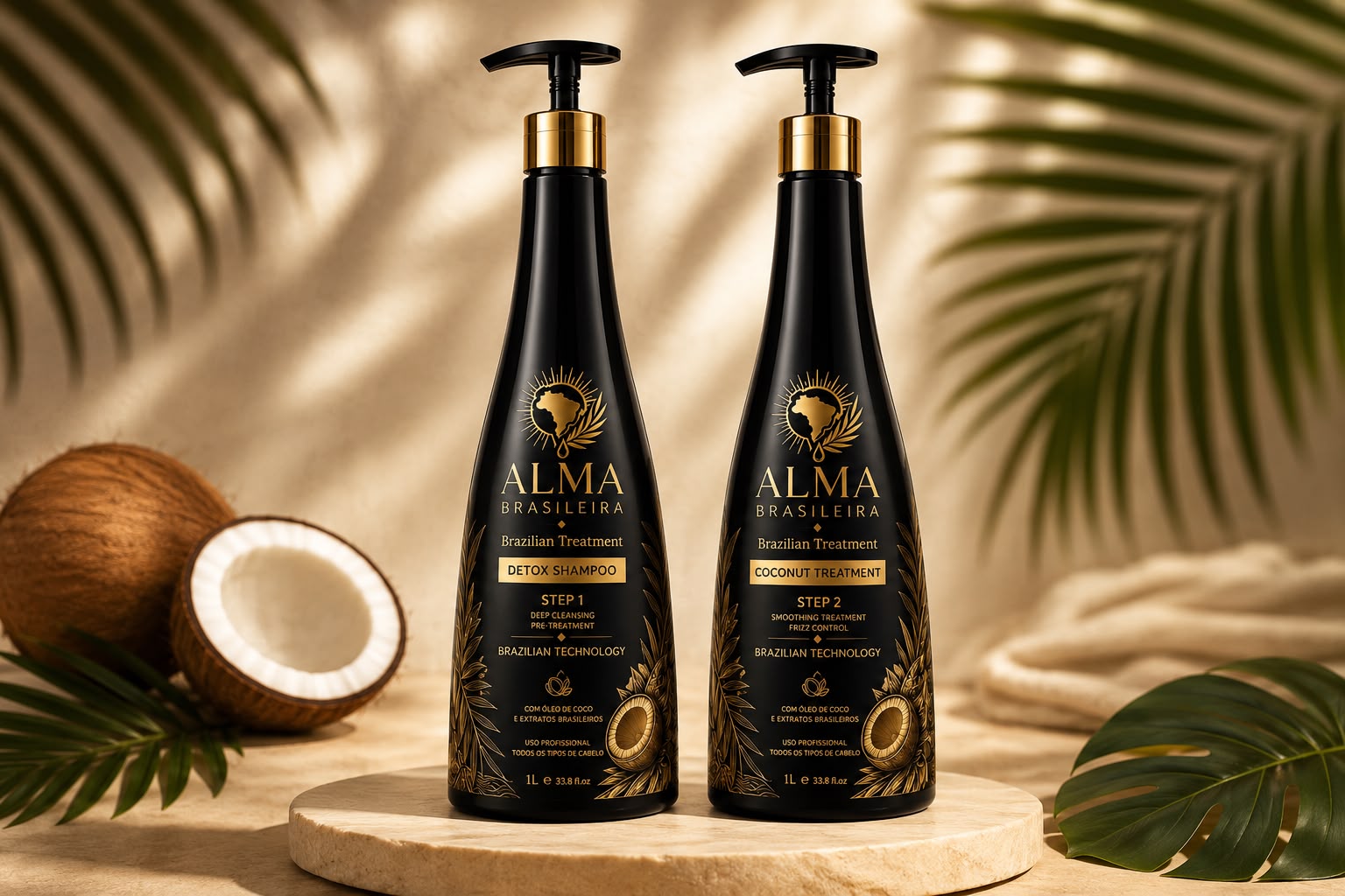 Alma Brasileira Brazilian Treatment — Step 1 Detox Shampoo and Step 2 Coconut Treatment